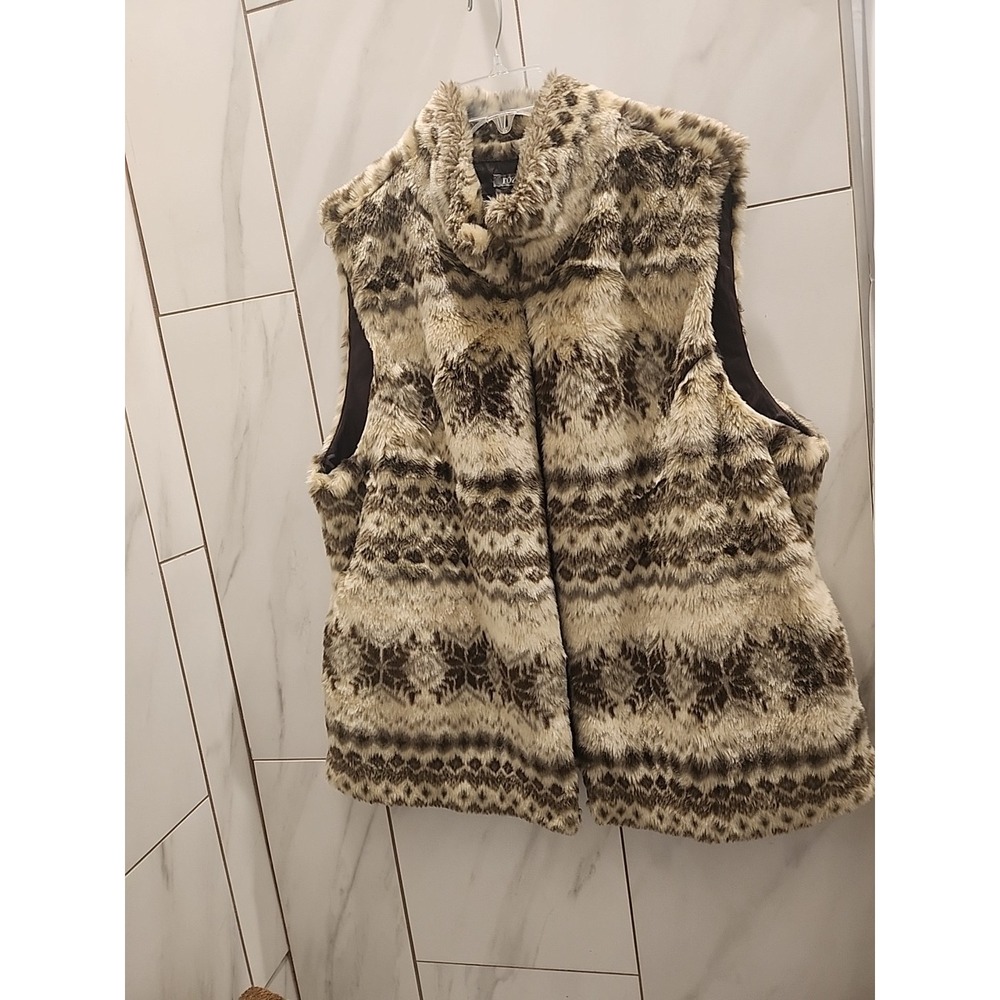 Roz & ALI FAUX FUR VEST Brown Woman's Size 18/20, Excellent Shape